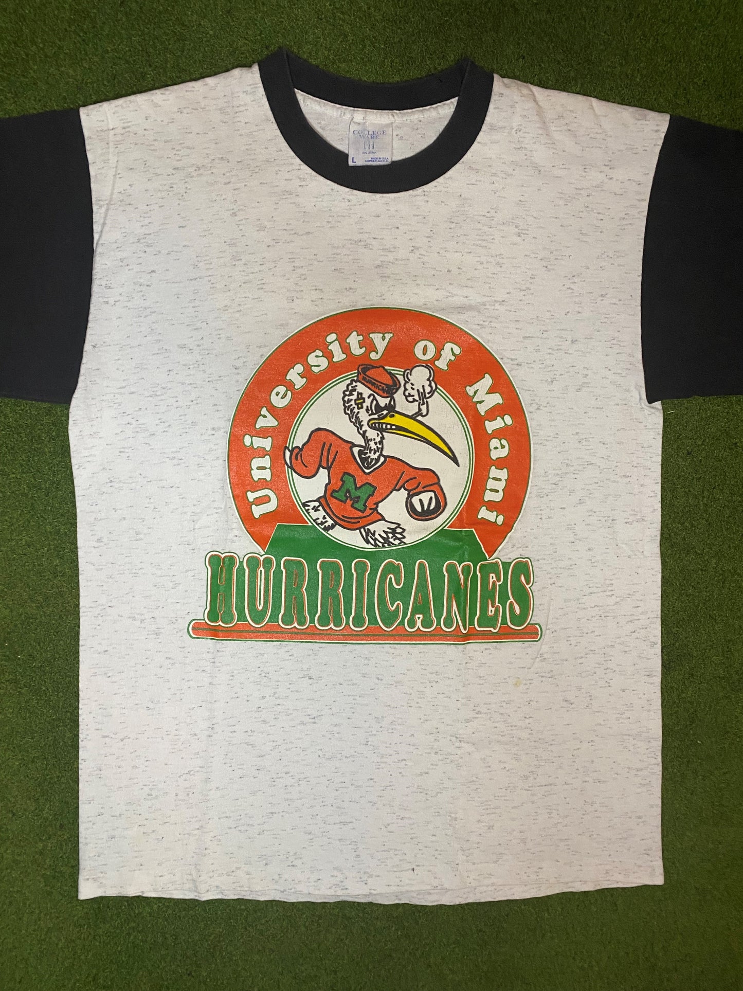 90s Miami Hurricanes - Vintage College T-Shirt (Large)