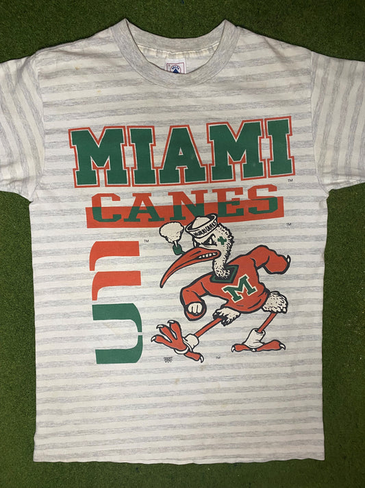 90s Miami Hurricanes - Vintage College T Shirt (Large)