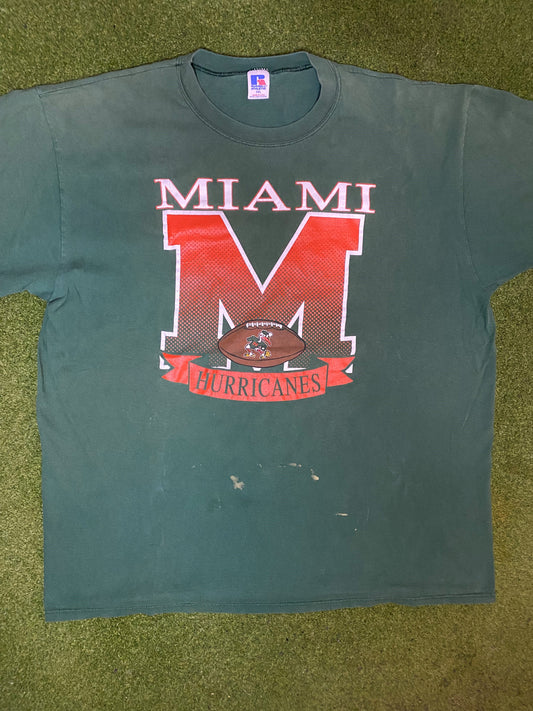 90s Miami Hurricanes - Vintage College Football Tee (2XL)