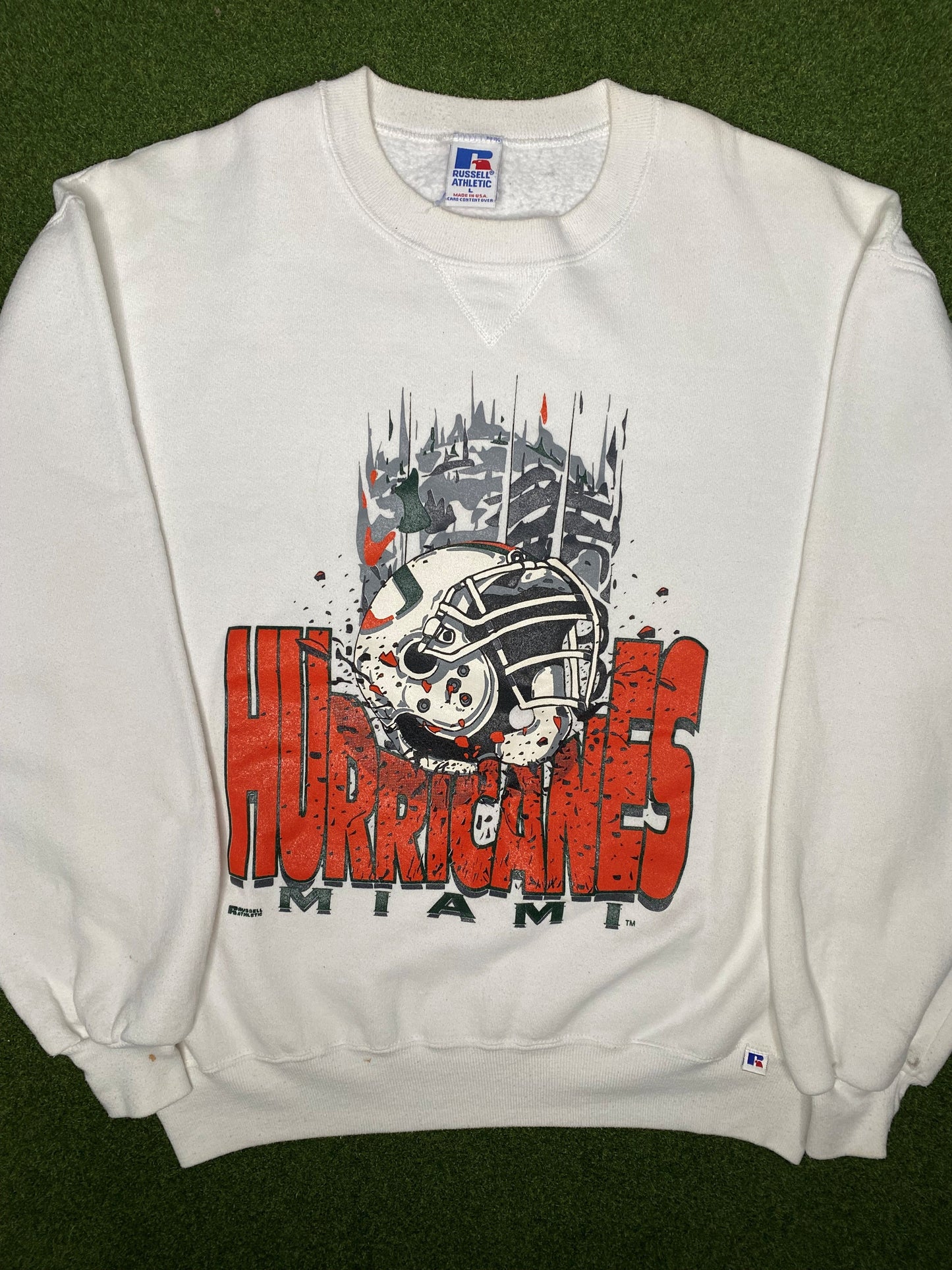 90s Miami Hurricanes - Vintage College Crewneck Sweatshirt (Large)