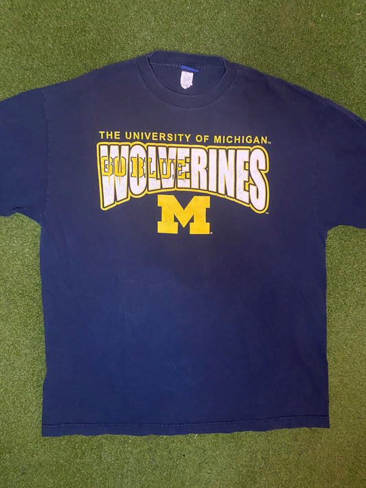 90s Michigan Wolverines - Vintage College T-Shirt (XL)