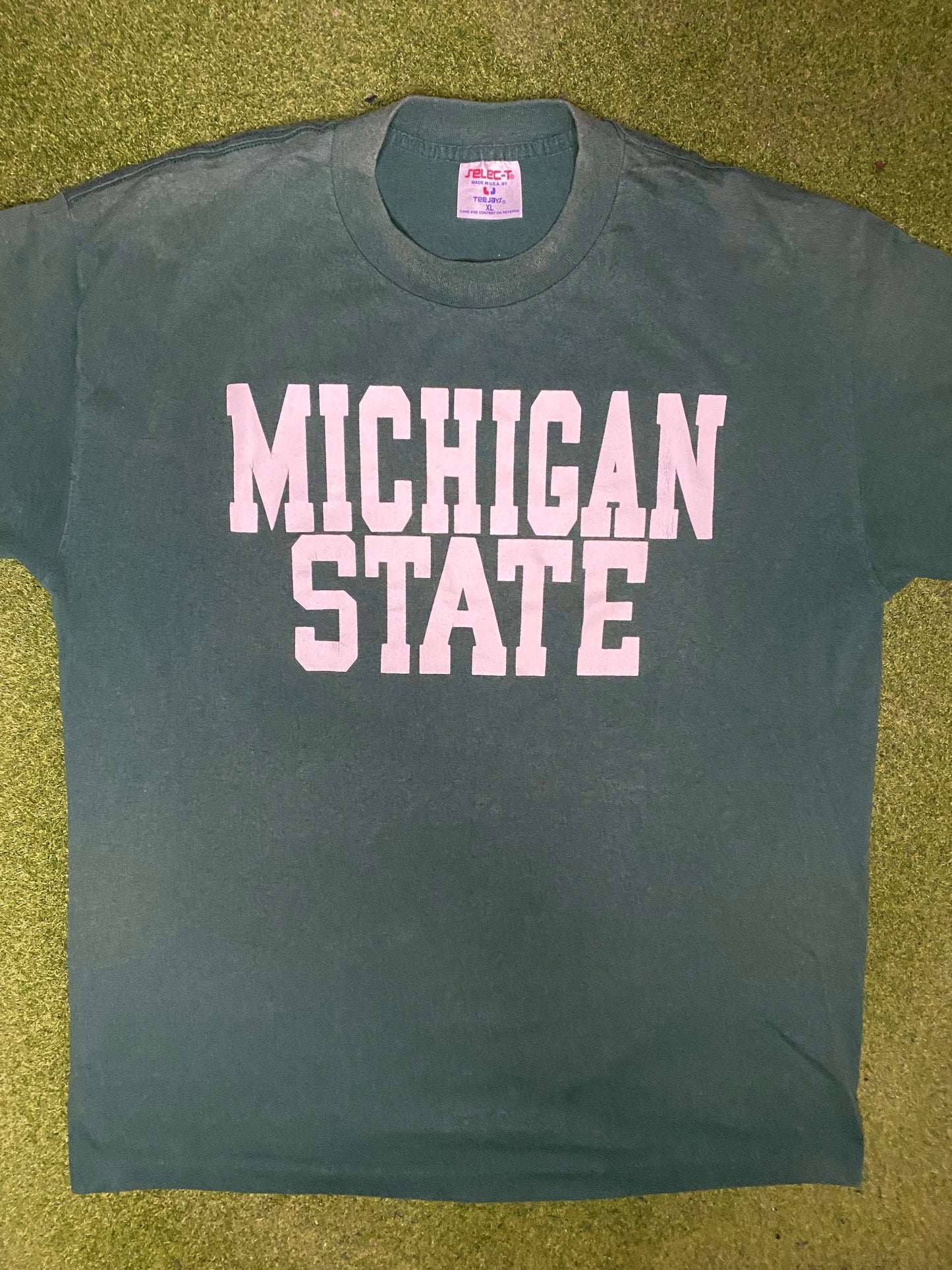 90s Michigan State Spartans - Vintage College T Shirt (XL) - Gametime Vintage