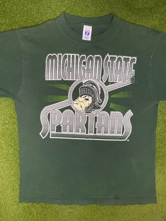 90s Michigan State Spartans - Vintage College T-Shirt (Large)