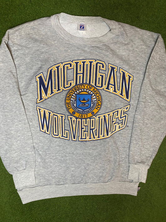 90s Michigan Wolverines - Vintage University Crewneck Sweatshirt (XL) Gametime Vintage