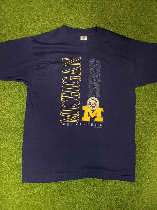 90s Michigan Wolverines - Vintage College Tee Shirt (Large) - Gametime Vintage