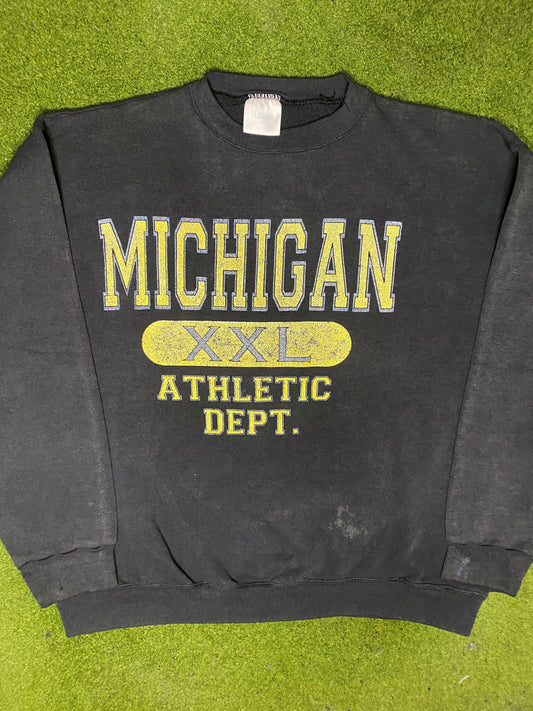 90s Michigan Wolverines - Vintage College Sweatshirt (XL)