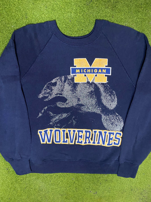 90s Michigan Wolverines - Vintage College Sweatshirt (Large) Gametime Vintage