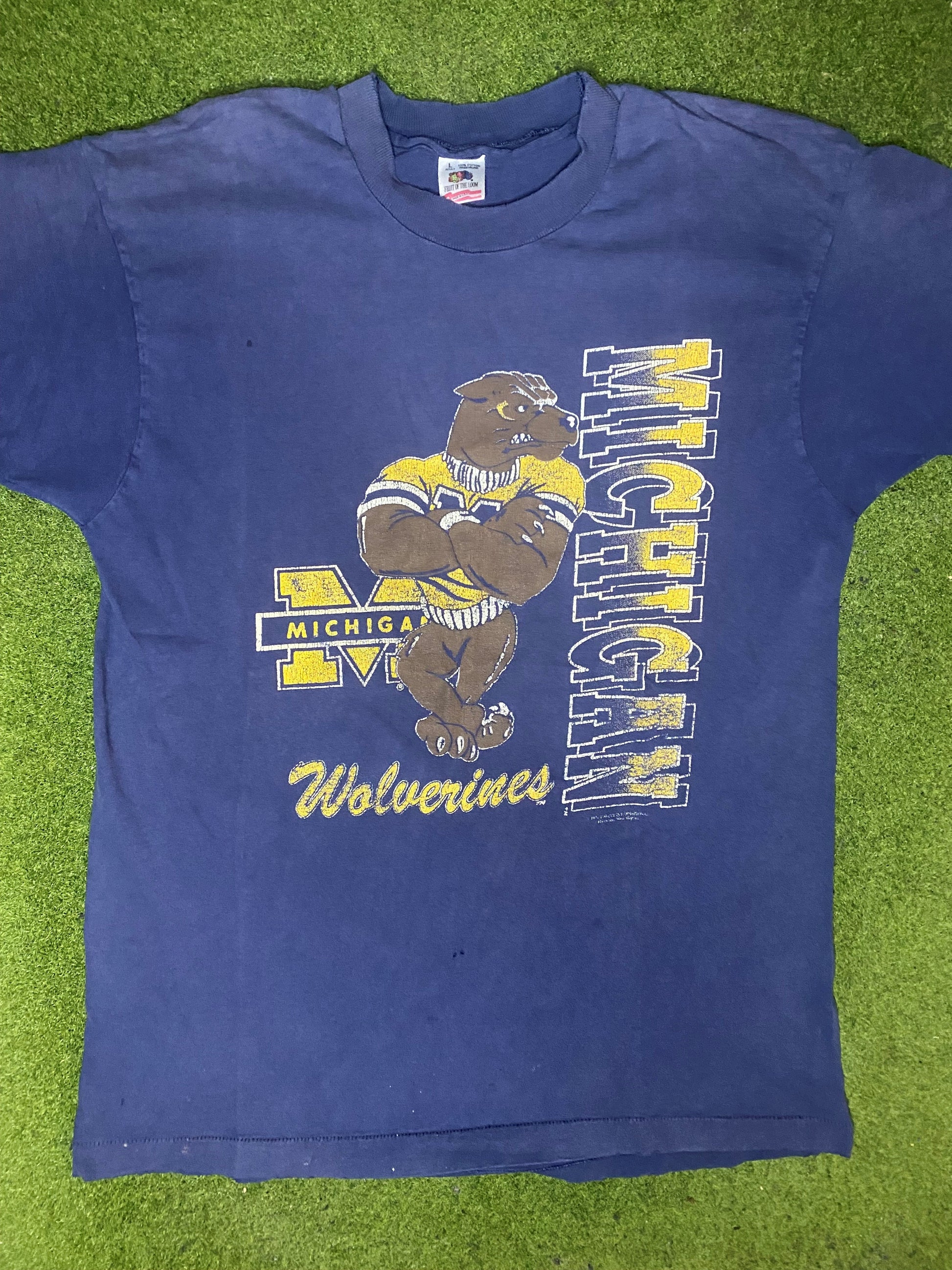 90s Michigan Wolverines - Vintage College T-Shirt (Large)