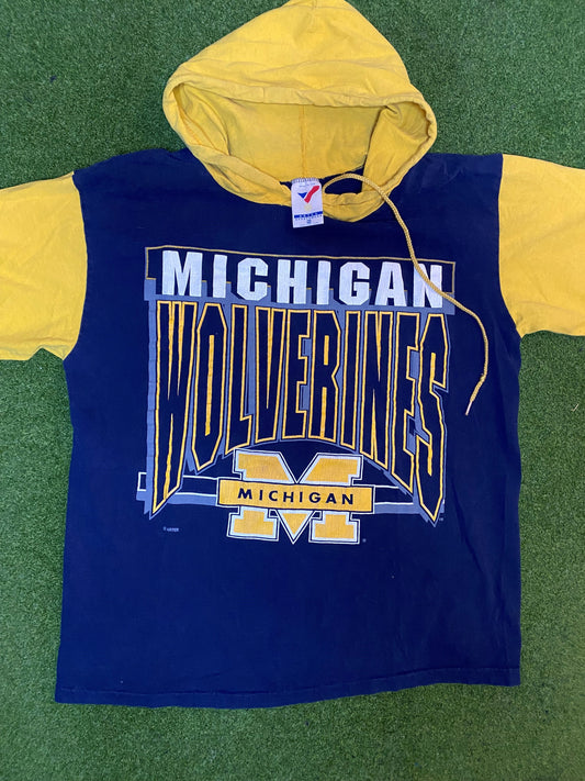 90s Michigan Wolverines - Vintage College Hoodie (Medium) 