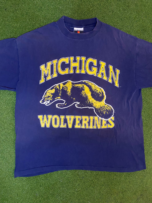 90s Michigan Wolverines - Vintage College T-Shirt (Large) 