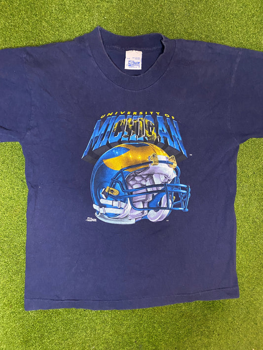 90s Michigan Wolverines - Vintage College Football Tee (Youth Large)