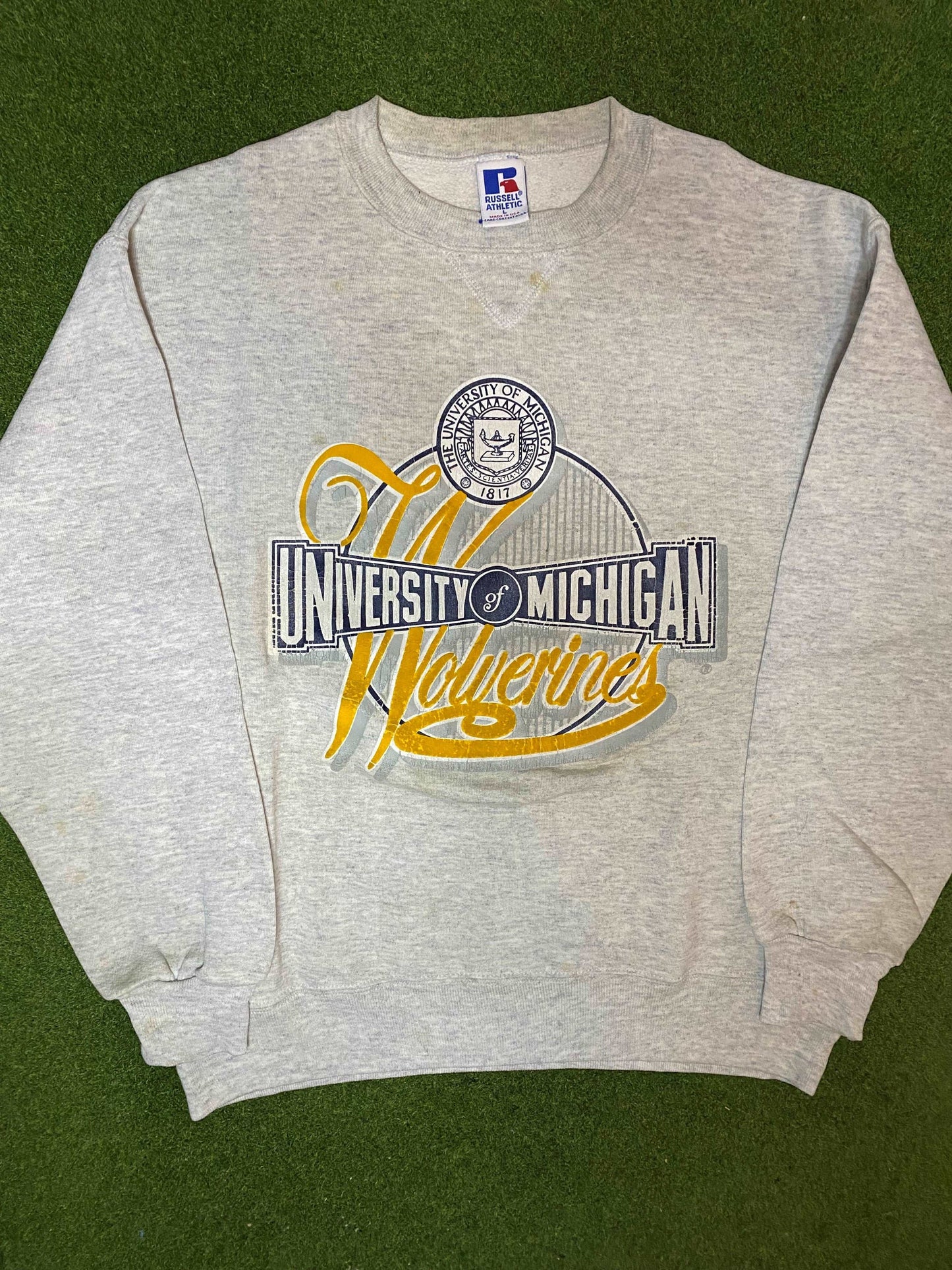 90s Michigan Wolverines - Vintage University Crewneck Sweatshirt (Large)