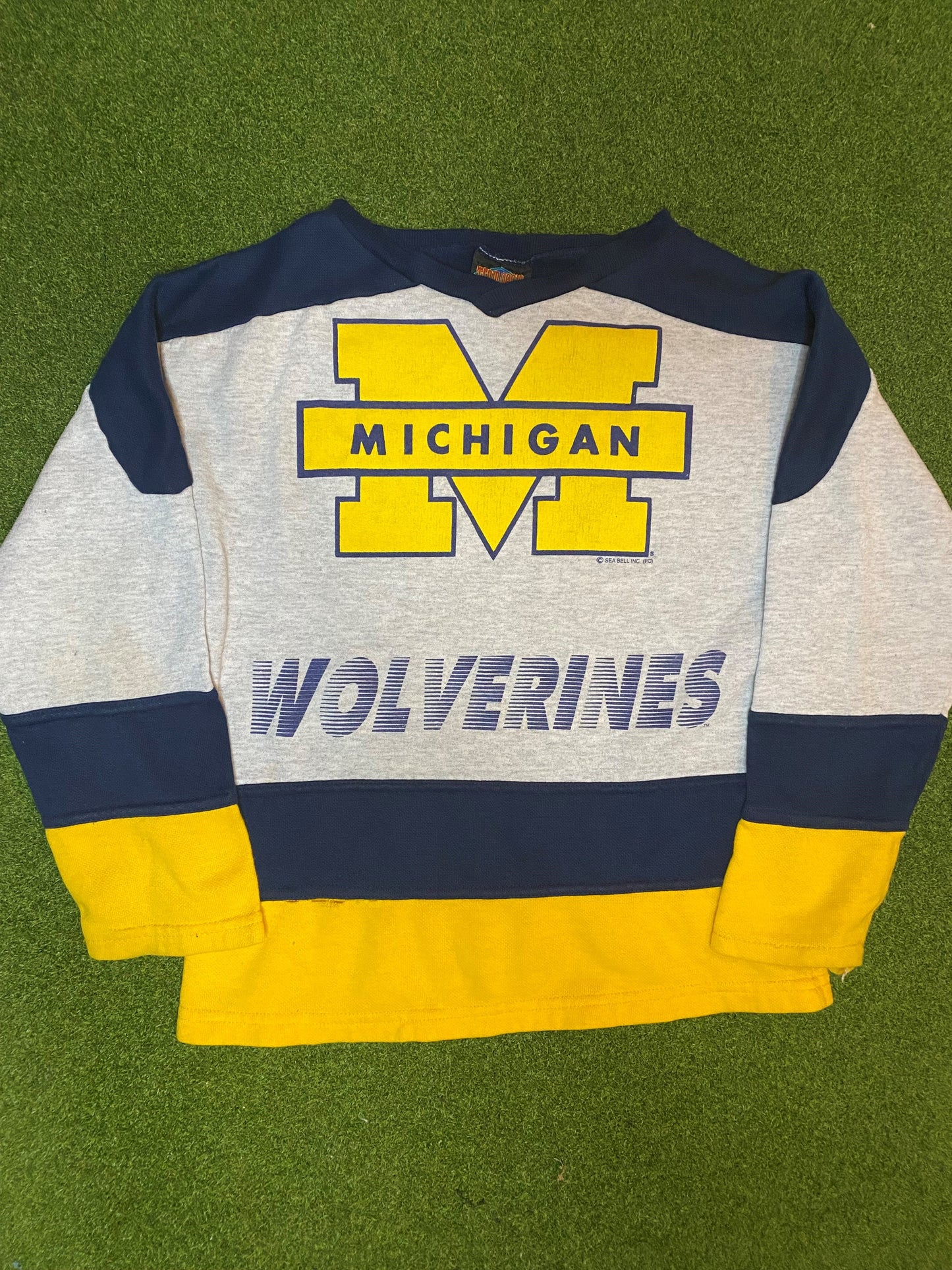 90s Michigan Wolverines - Vintage College Long sleeve Sweater (Youth Large)