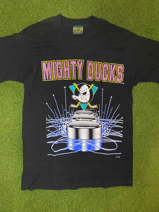 90s Anaheim Mighty Ducks - Vintage NHL Tee Shirt (Large)