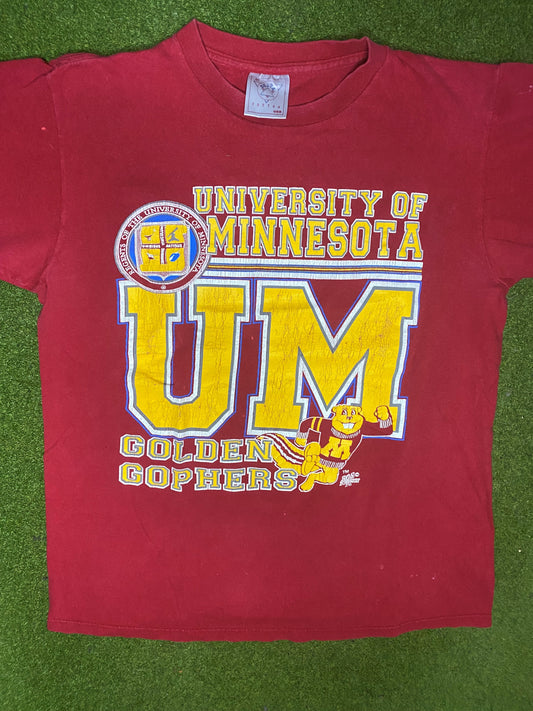 90s Minnesota Golden Gophers - Vintage College T-Shirt (Medium) - Gametime Vintage