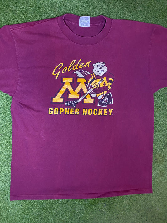 90s Minnesota Golden Gophers - Vintage College Hockey Shirt (XL)