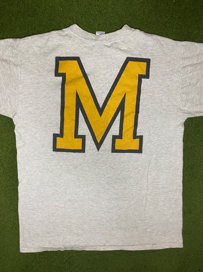 90s Missouri Tigers - Double Sided - Vintage College T-Shirt (XL)