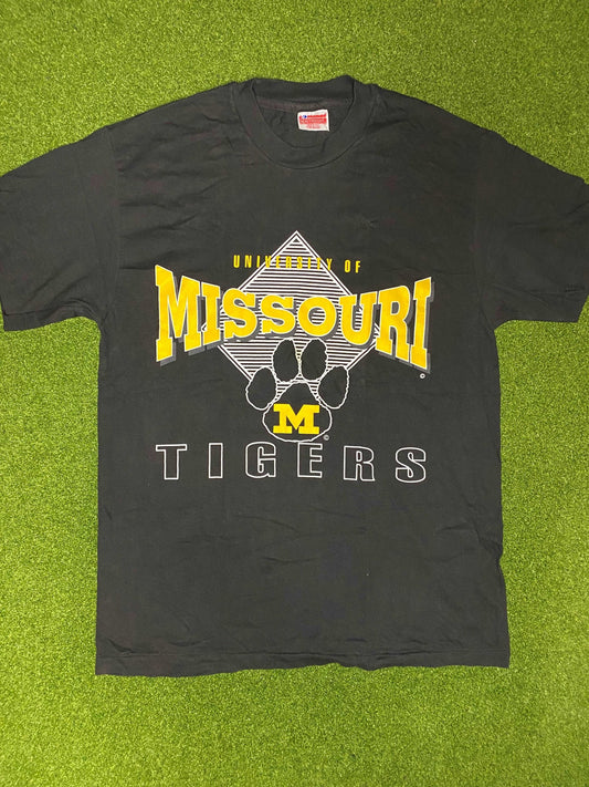 90s Missouri Tigers - Big Logo - Vintage College Tee Shirt (Large) Gametime Vintage