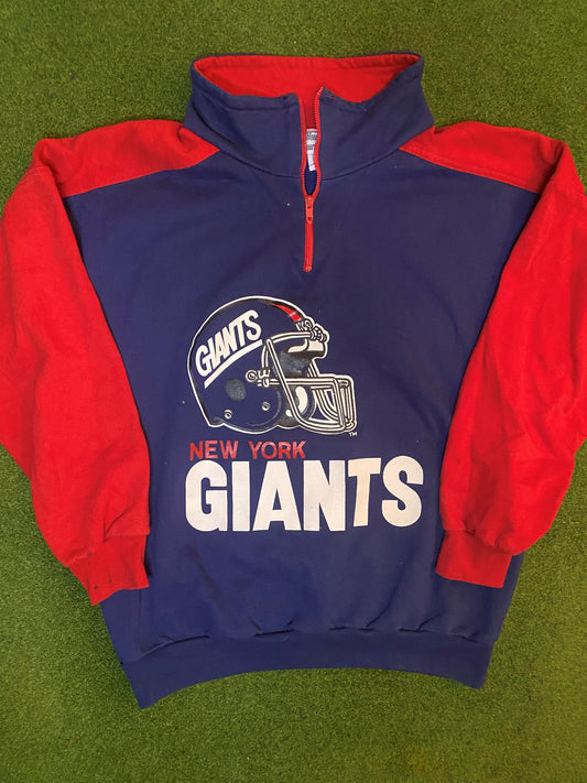 90s New York Giants - Vintage NFL 3/4 Zip Pullover (Large) Gametime Vintage