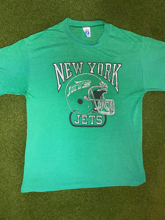 90s New York Jets - Vintage NFL T-Shirt (Large)