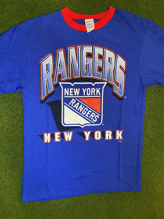 90s New York Rangers - Double Sided - Vintage NHL T-Shirt (Large)