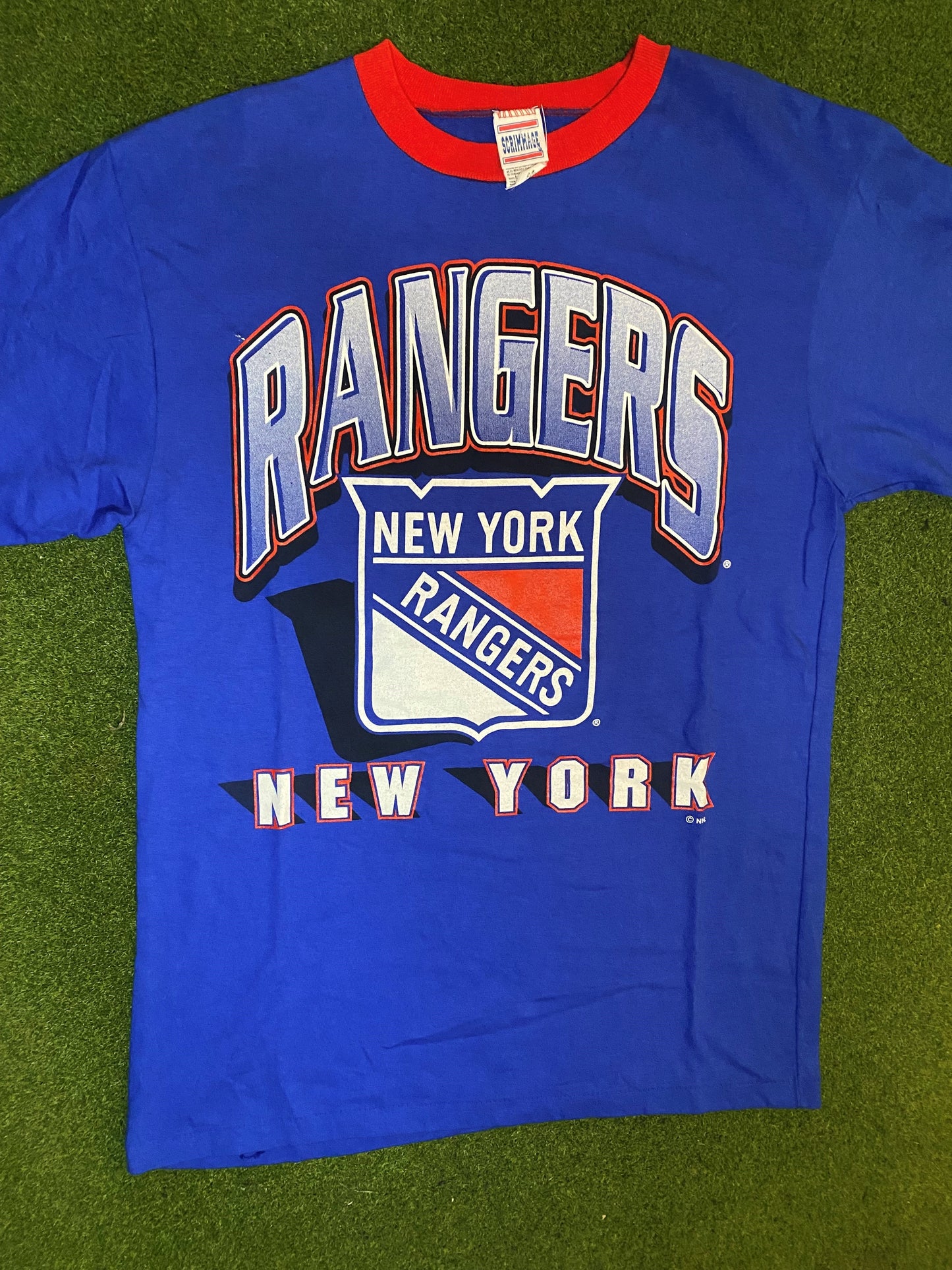 90s New York Rangers - Double Sided - Vintage NHL T-Shirt (Large) Gametime Vintage