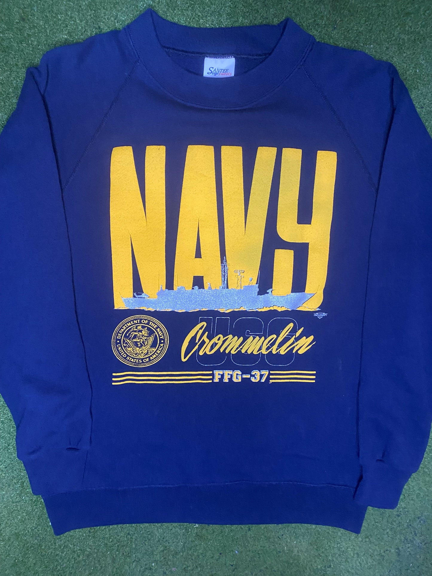 90s Navy - USS Crommelin - Vintage Military Sweatshirt (Large) - Gametime Vintage