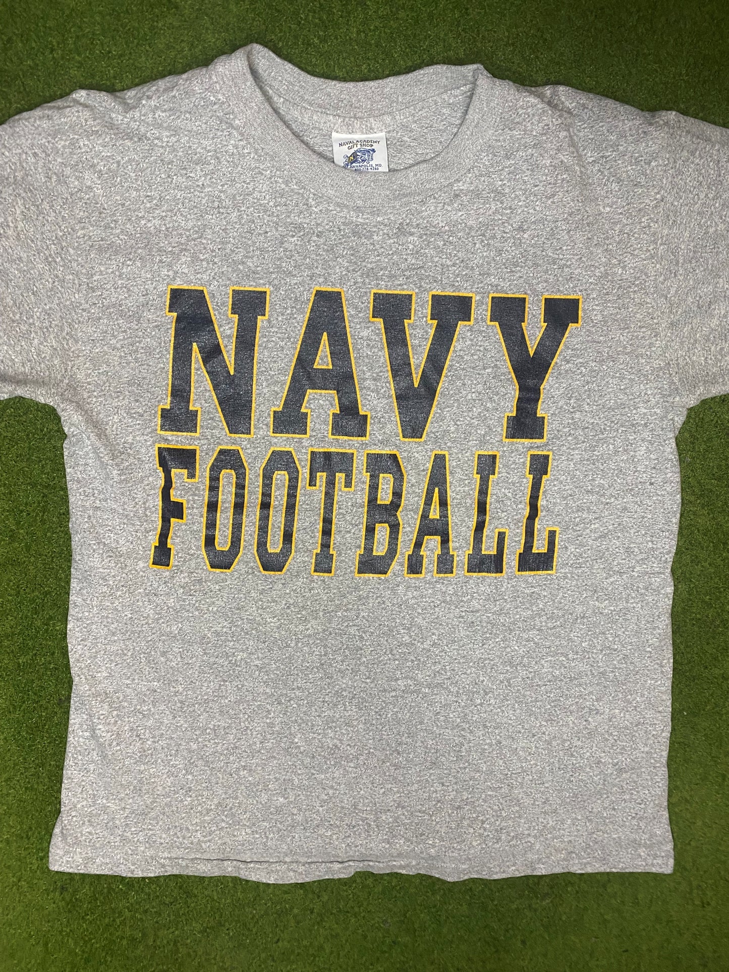 90s Navy Midshipmen - Vintage College Football T-Shirt (Medium) Gametime Vintage