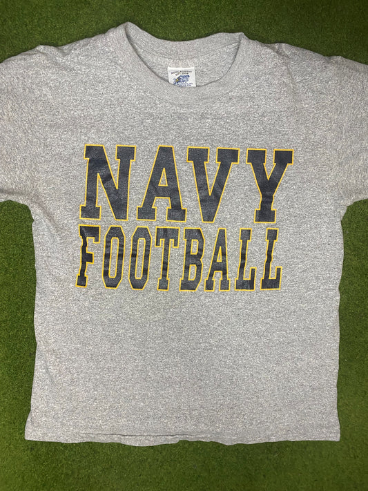 90s Navy Midshipmen - Vintage College Football T-Shirt (Medium) Gametime Vintage