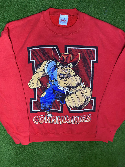 90s Nebraska Cornhuskers - Big Logo - Vintage College Sweatshirt (XL)