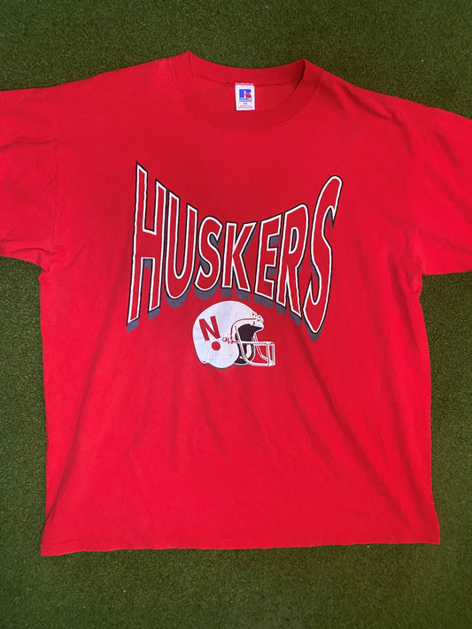 90s Nebraska Cornhuskers - Vintage College Football Tee Shirt (2XL)