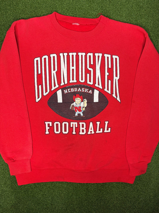 90s Nebraska Cornhuskers - Vintage College Football Sweatshirt (XL)