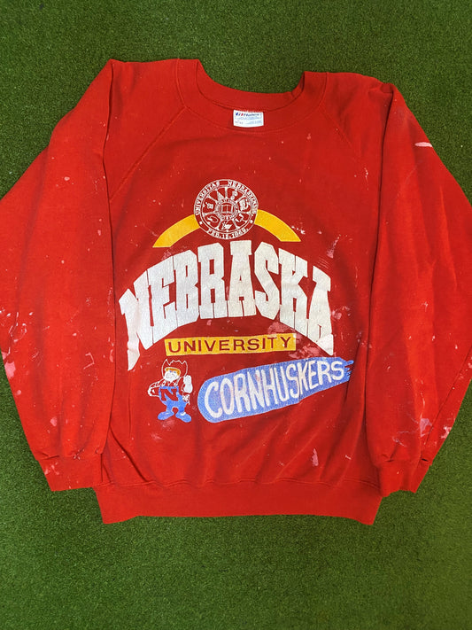 90s Nebraska Cornhuskers - Vintage College Crewneck Sweatshirt (Large) Gametime Vintage