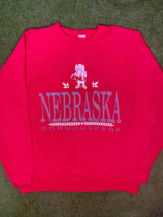 80s Nebraska Cornhuskers - Vintage College Crewneck Sweatshirt (Large)