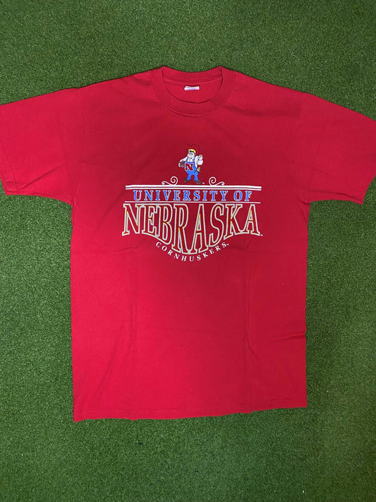 90s Nebraska Cornhuskers - Vintage College Tee Shirt (Large)