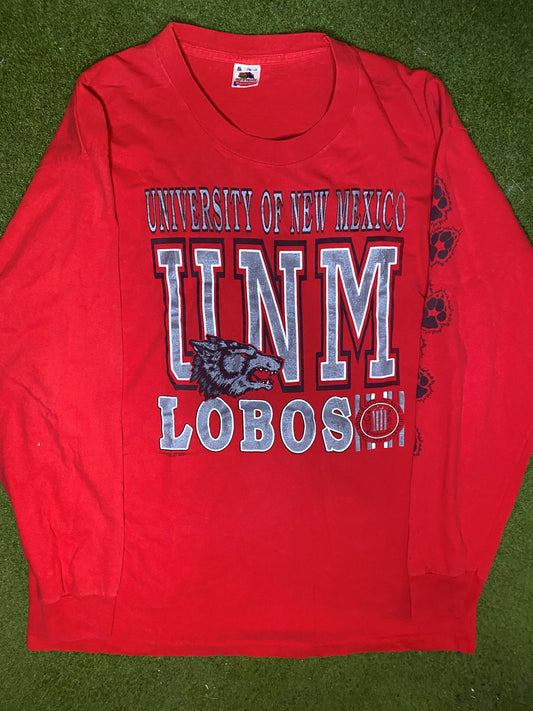 90s New Mexico Lobos - Vintage College Long Sleeve (XL) 