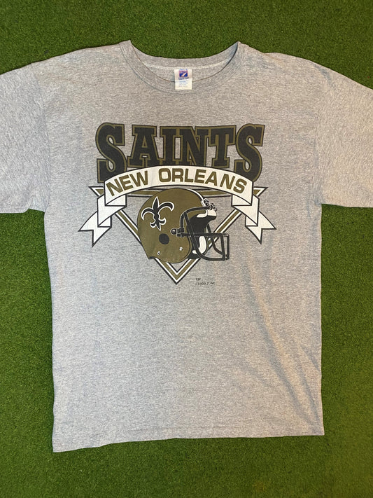 90s New Orleans Saints - Vintage NFL T-Shirt (Large) Gametime Vintage