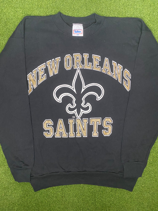 90s New Orleans Saints - Vintage NFL Crewneck Sweatshirt (Large)