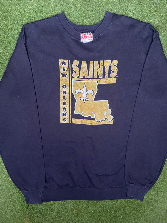 90s New Orleans Saints - Vintage NFL Crewneck Sweatshirt (Youth XL)
