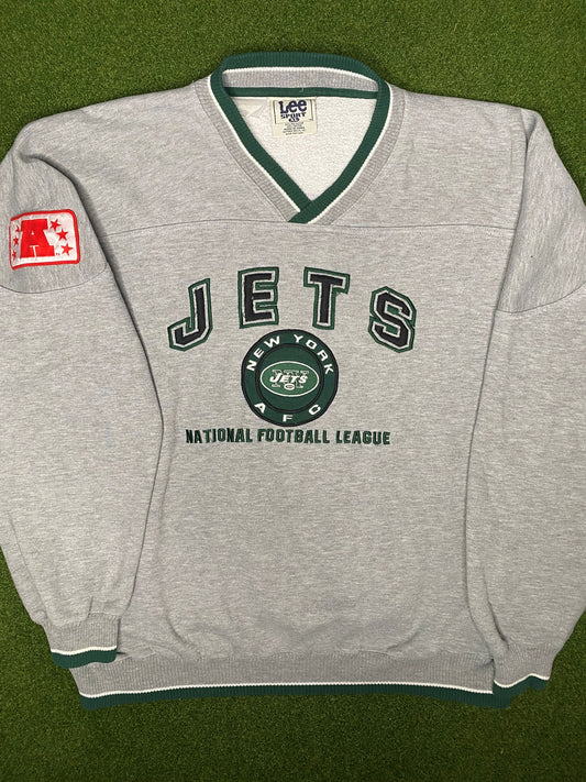 90s New York Jets - Vintage NFL Crewneck Sweatshirt (XL)