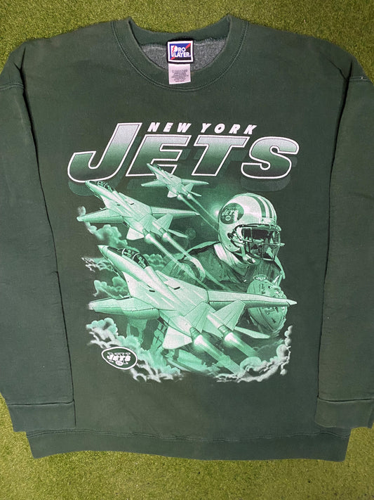 90s New York Jets - Vintage NFL Sweatshirt (2XL) - Gametime Vintage