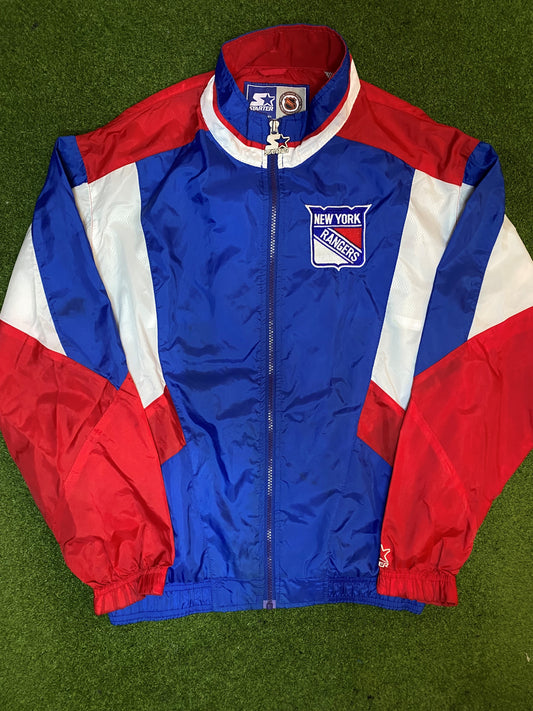 90s New York Rangers - Vintage NHL Windbreaker (Small) Gametime Vintage