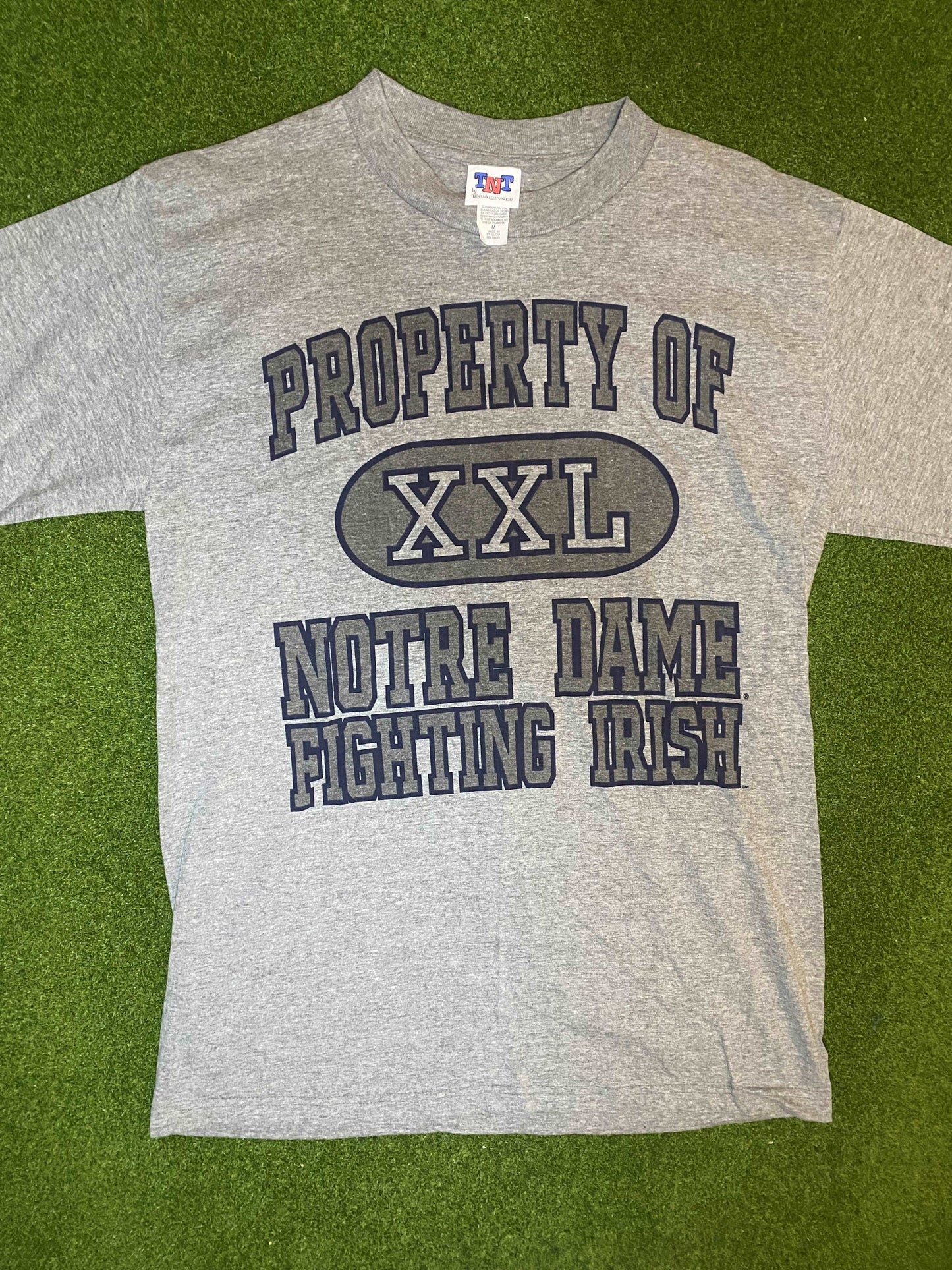 90s Notre Dame Fighting Irish - Property Of - Vintage College Tee Shirt (Medium)