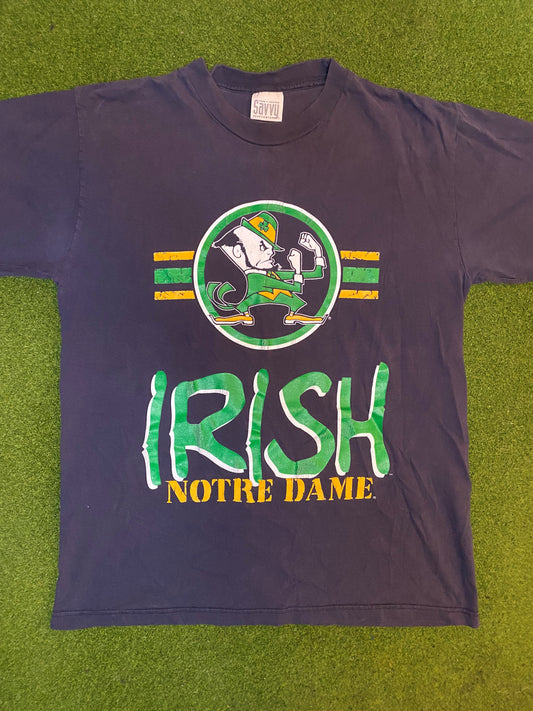 90s Notre Dame Fighting Irish - Vintage College T-Shirt (Large) Gametime Vintage