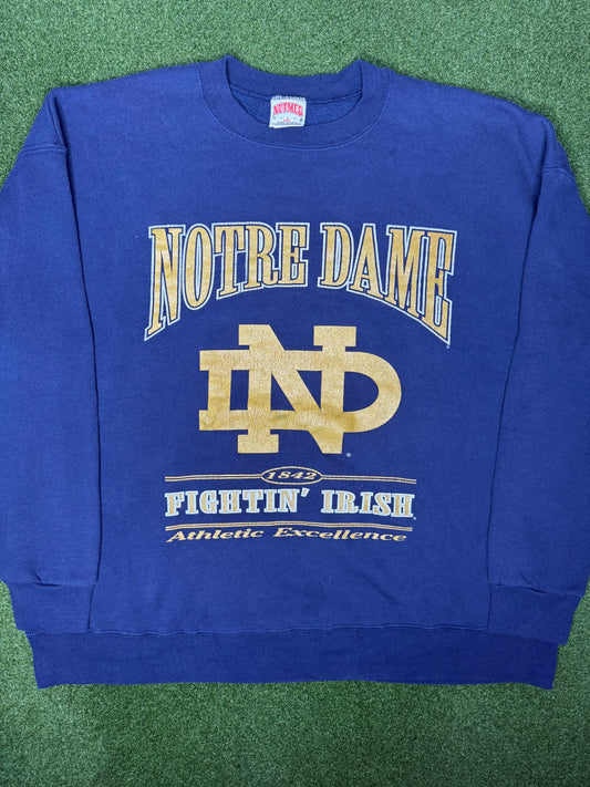 90s Notre Dame Fighting Irish - Vintage College Sweatshirt (2XL)
