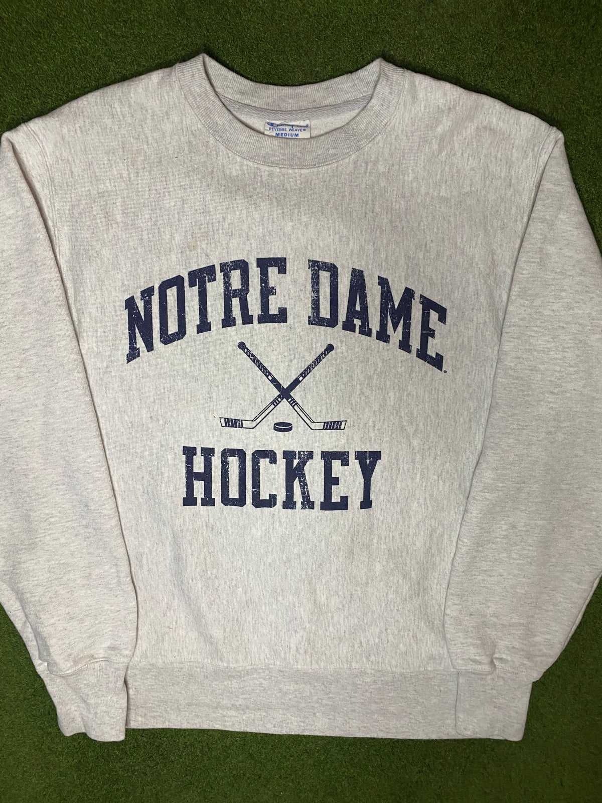 90s Notre Dame Fighting Irish - Reverse Weave - Vintage College Hockey Sweatshirt (Medium) - Gametime Vintage