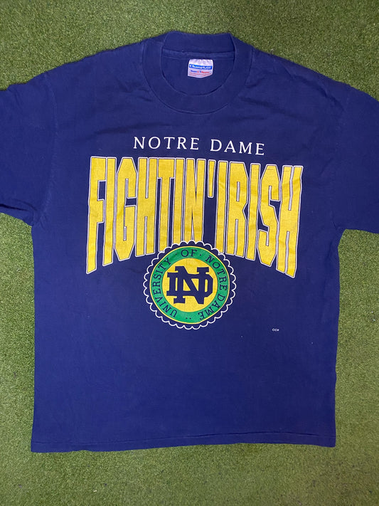 90s Notre Dame Fighting Irish - Vintage College T-Shirt (Large)