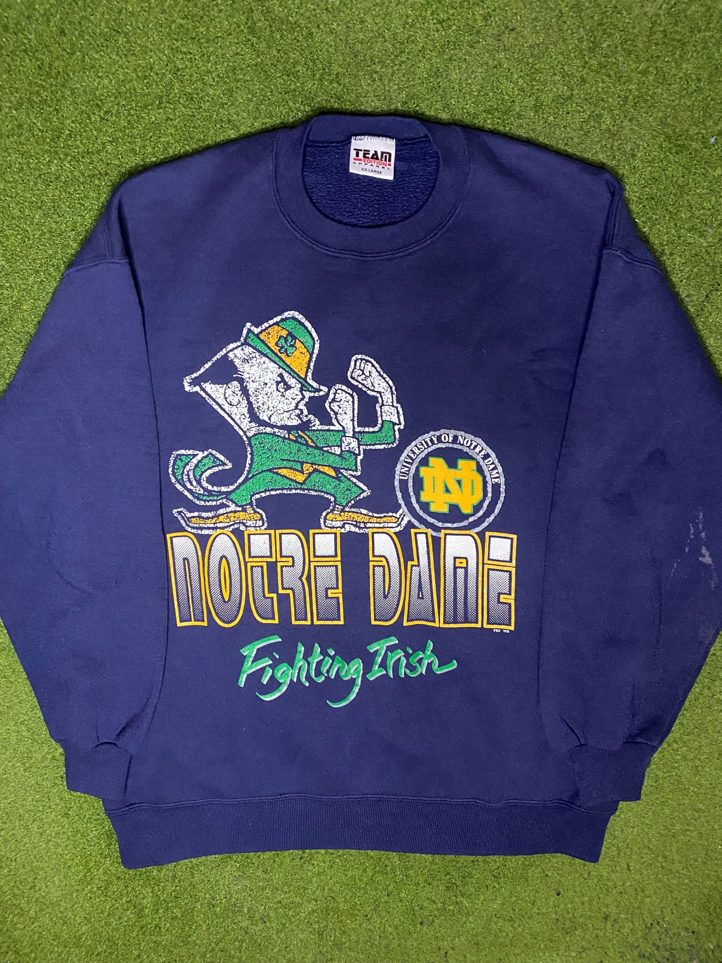 90s Notre Dame Fighting Irish - Vintage College Sweatshirt (2XL)