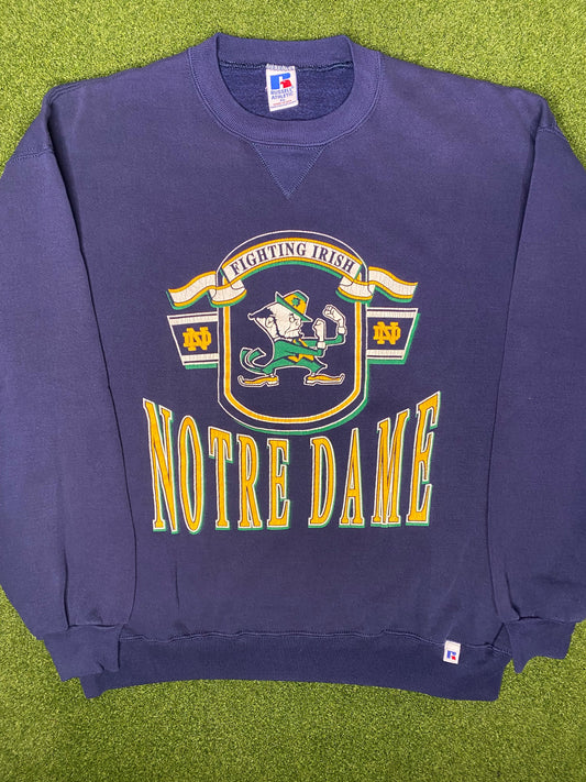 90s Notre Dame Fighting Irish - Vintage College Crewneck Sweatshirt (XL)