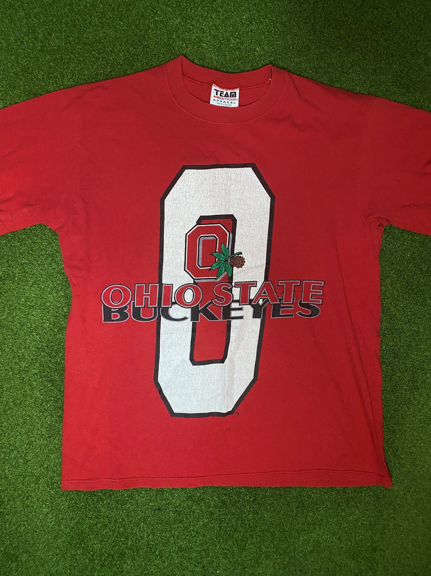 90s Ohio State Buckeyes - Big Logo - Vintage College Tee Shirt (Large)